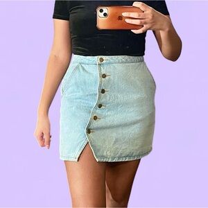 Honey Belle Sky Blue Button-Up Mini Skirt